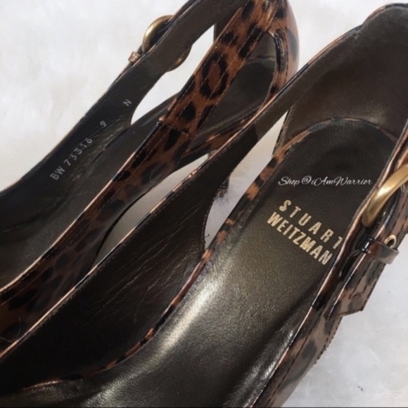 Stuart Weitzman leopard print buckle peeptoe heels *shop@iamwarrior - Picture 7 of 9